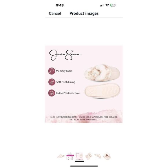 Jessica Simpson Pink and White Plush memory foam anti-slip Faux Fur slippers.fit - Picture 2 of 7